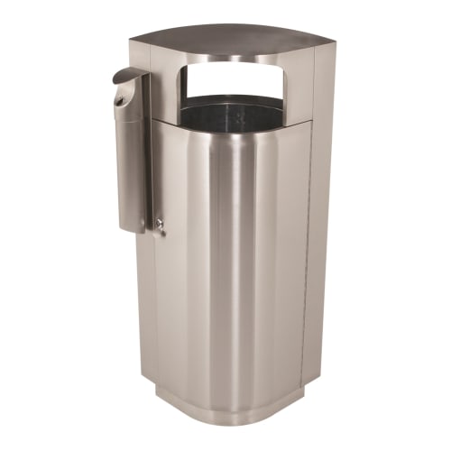 Commercial Zone® Precision Series® 20 Gallon Trash Container, Leaf-Shaped, Dome Lid, Cigarette, SS